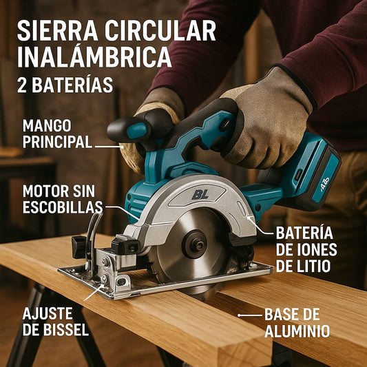 Sierra circular + 2 baterias + 2 discos